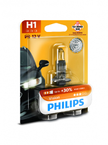 Автолампа галогеновая Philips H1 12V55W P14.5s 12258PRB1 Vision+30%  1шт блистер