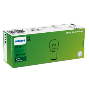 Автолампа накаливания Philips P21W 12V21W BA15s 12498LLECOCP LongLife EcoVision