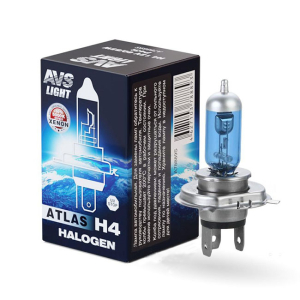 Автолампа галогеновая AVS ATLAS H4 12V60/55W P43t-38 5000K A78889S 1шт