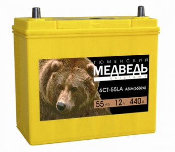 Аккумулятор Тюменский медведь ASIA 55 EN460 о/п тонкие клеммы