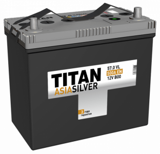 Аккумулятор Titan ASIA Silver 57 EN480 70B24L о/п тонкие клеммы
